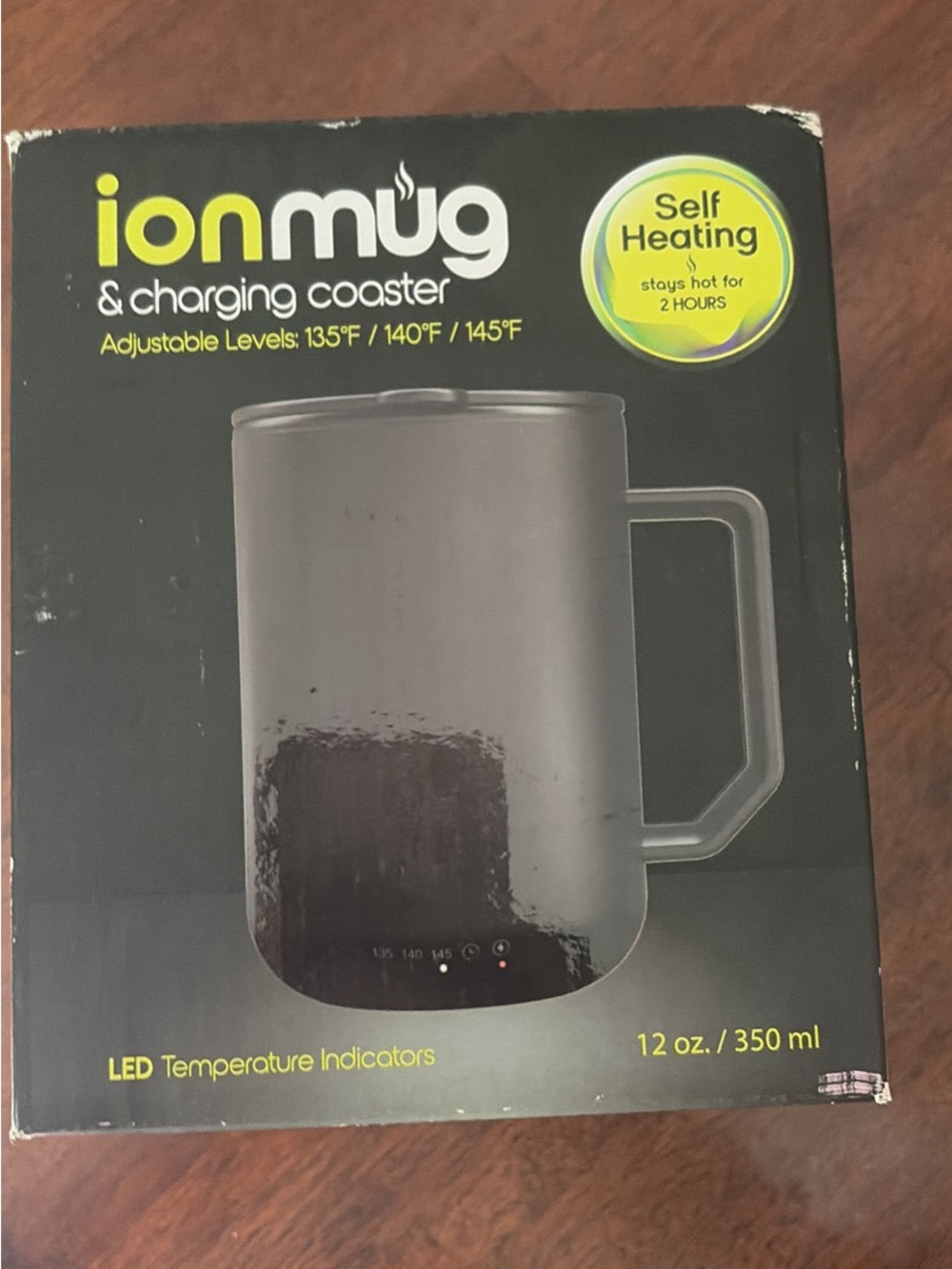 ionmug Self-Heating & Charging Coaster Mug - Black